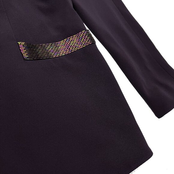 Vintage Daymor Couture Mercedes Ferreira Beaded Blazer Jacket Purple Womens 12 - Picture 4 of 7
